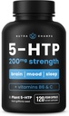 NutraChamps 5-HTP 200mg, 120 cápsulas Vegan, Pure 5HTP 100mg Plus Co-Factors Vitamina B6 y vitamina C