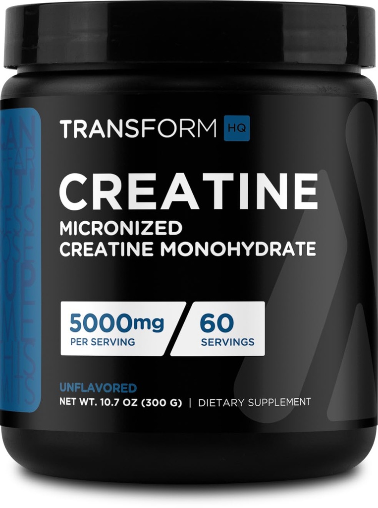 TransformHQ Creatine Monohydrate Powder (60 Servings) Desflavorado - 5000mg Por Serving