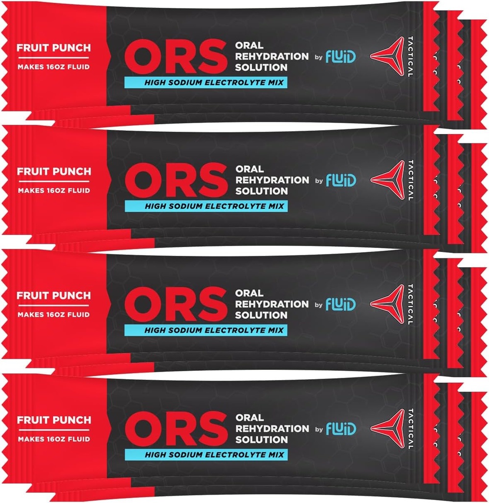 ORS (Solución de Rehidratación Oral), Recuperar más rápido, electrolitos de deshidratación extrema, 12pack (Fruit Punch)