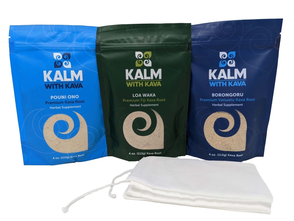 3 Kava Sample Pack Plus Strainers