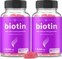 NutraChamps (2 Pack) Biotin Gummies 10,000mcg [High Potency] for Healthy Hair, Skin " Nails for Adults " Kids - 5000mcg in each Gummy Vitamin - Vegan, Non-GMO, Pectin-Based Hair Health Supplement