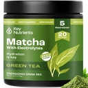 KEY NUTRIENTS Matcha Powder - Powder Matcha sin azúcar con electrolitos para hidratación y energía - té verde - sin azúcar - hecho en EE.UU., 20 piezas