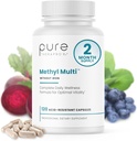 Metil Multi Sin Hierro Metilada Multivitamina para Hombres & Mujeres, Suministro de 60 Días Silencio Metil B12 & Metillfolato (5-MTHF) para MTHFR Apoyo Silencio Farma Grado Multivitamina & Multimineral for Health, 120 Caps