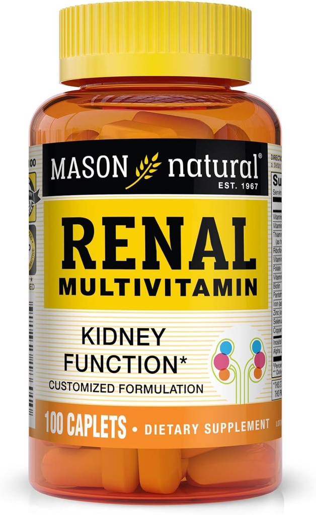 MASON NATURAL Multivitamina renal, Adecuado para los vegetarianos, 100 caplets