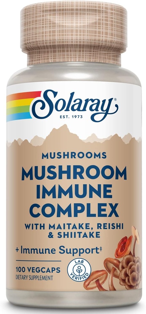 SOLARAY Complejo de musgo fermentado cultivado orgánicamente 600 mg ← Función sana de inmune Apoyo Silencio 100 VegCaps