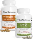 Real Mushrooms Ergothioneine (60ct) y Cordyceps-M (120ct) Bundle con Shiitake y Oyster Mushroom Extractos - Longevity and Energy - Vegan, Gluten Free, Non-GMO - Apoyo natural para el envejecimiento saludable