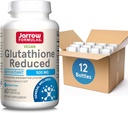 Jarrow Formulas Glutathione Reduced 500mg- 60 Veggie Capsules- Intracellular Antioxidante- Calidad Glutathione Suplementos- Apoyo Reciclaje de Vitaminas C & E- No GMO- Gluten Free- Vegan, Paquete de 12