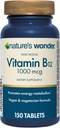 Wonder Vitamina B12 1000 mcg Tablas de liberación de tiempo para el metabolismo energético, apoya la salud cerebral y el sistema nervioso Salud, 150 Day Supply, 150 Tablets