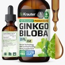 BIO KRAUTER Ginkgo Biloba Extract - Liquid Ginkgo Biloba Suplementos para Cerebro - Vegan, Alcohol & Azúcar Gratis - 2 Fl Oz
