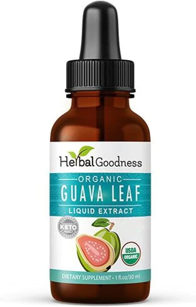 Extracto de la hoja de Guava - Hojas de Guayaba para Salud & Bienestar, Apoyo Inmunitario, Peluquería, Piel y uñas Suplemento No. tención1oz Botella - Herbal Goodness