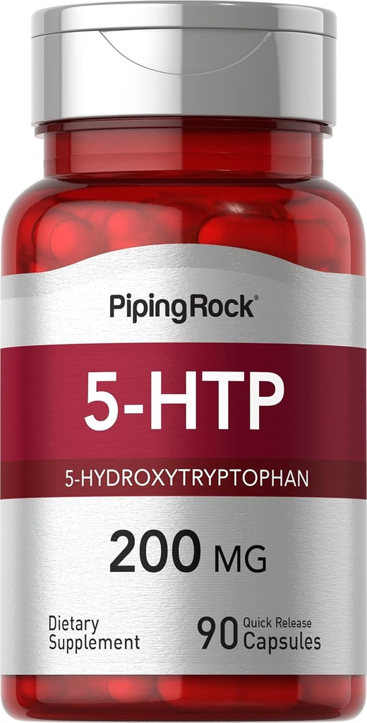 Piping Rock 5-HTP Suplemento TEN 200mg ANTE 90 Capsules TEN 5-Hydroxytryptophan Silencio Griffonia Simplicifolia Extracto No-GMO, Sin gluten