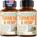 Suplemento de la Curcumina Turm con semillas de cáñamo " Lemon Balm Extract – Joint Health " Mood " Calma " Dormir resentido – con Pepper Negro para la Absorción – Suplemento Conjunto para Mujeres Hombres - 2 Pack