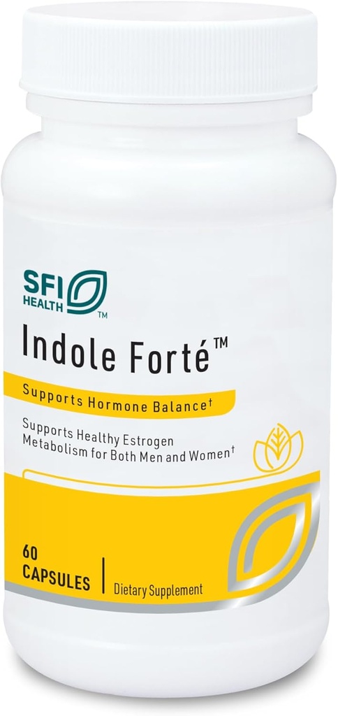 Klaire Labs SFI Health Indole Forté - Estrogen Supplement for Women ' Men with Diindolylmethane & Indole-3-Carbinol - Indole & DIM Supplement to Promote Healthy Estrogen Metabolism (60 Capsules)
