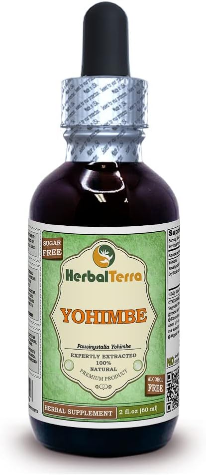 Yohimbe (Pausinystalia Yohimbe) Glycerite, Barco seco Sin alcohol Extracto 2 oz