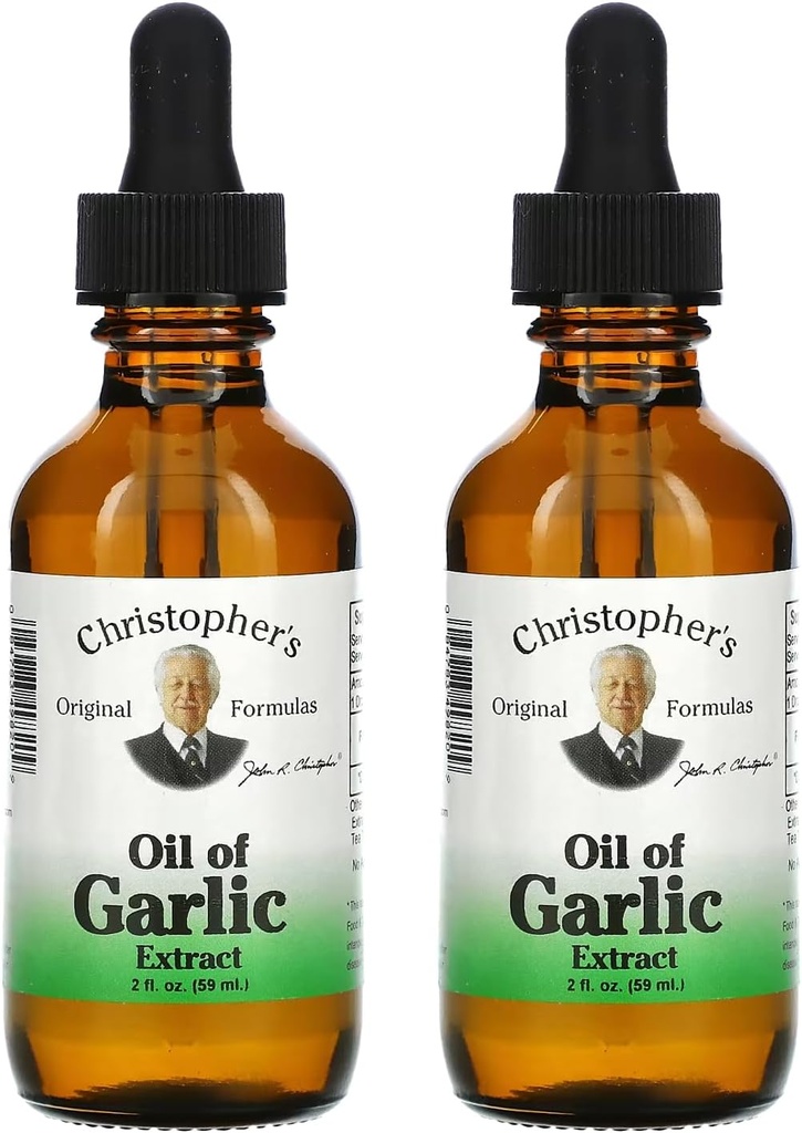 Christopher's Original Fórmulas Óleo de Ajo Extracto 2 onzas - Pack de 2 - Suplemento Herbal Premium - Cold-Presed & Pure Liquid Aceite de Ajo