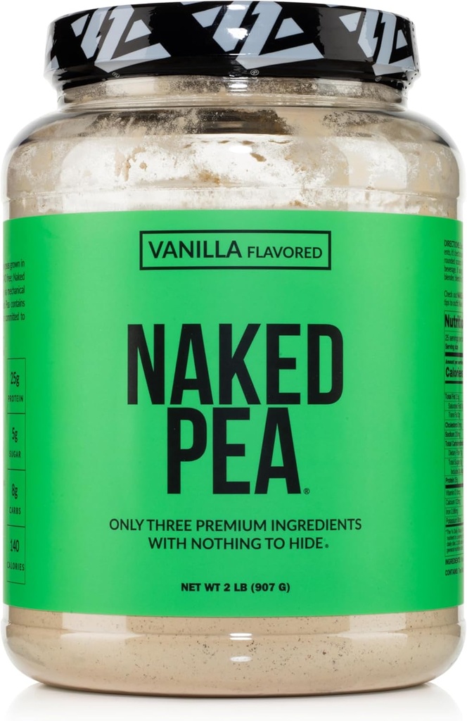 NAKED Vainilla Pea Protein Aislado de Granjas Norteamericanas, Sólo 3 Ingredientes, Vanilla Vegan Proteína, Libre de gluten, Soy Libre, GMO Gratis - 2LB
