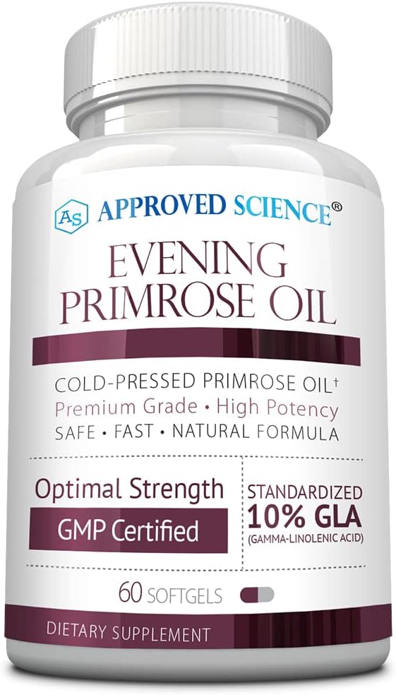 Aceite de la noche de ciencia aprobado - Fuerza máxima - Cold Presionado - 10% GLA - Saldo hormonal, Skin and Heart Health - 60 Softgels - All Natural