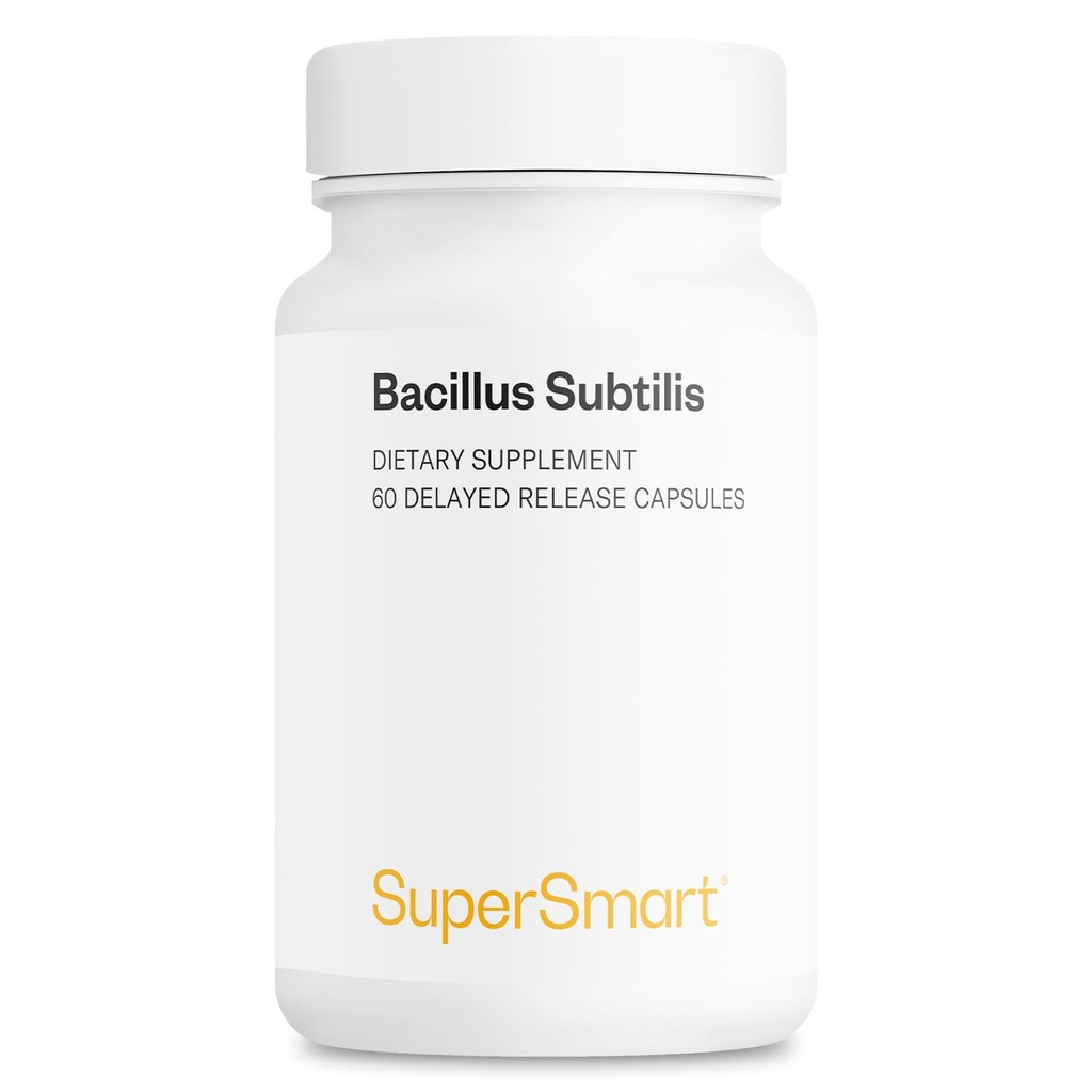 Supersmart - Bacillus Subtilis 3 Billion CFU por día (High Potency) - Spore Probiotic Supplement ← Non-GMO &amp; Gluten Free - 60 DR Capsules