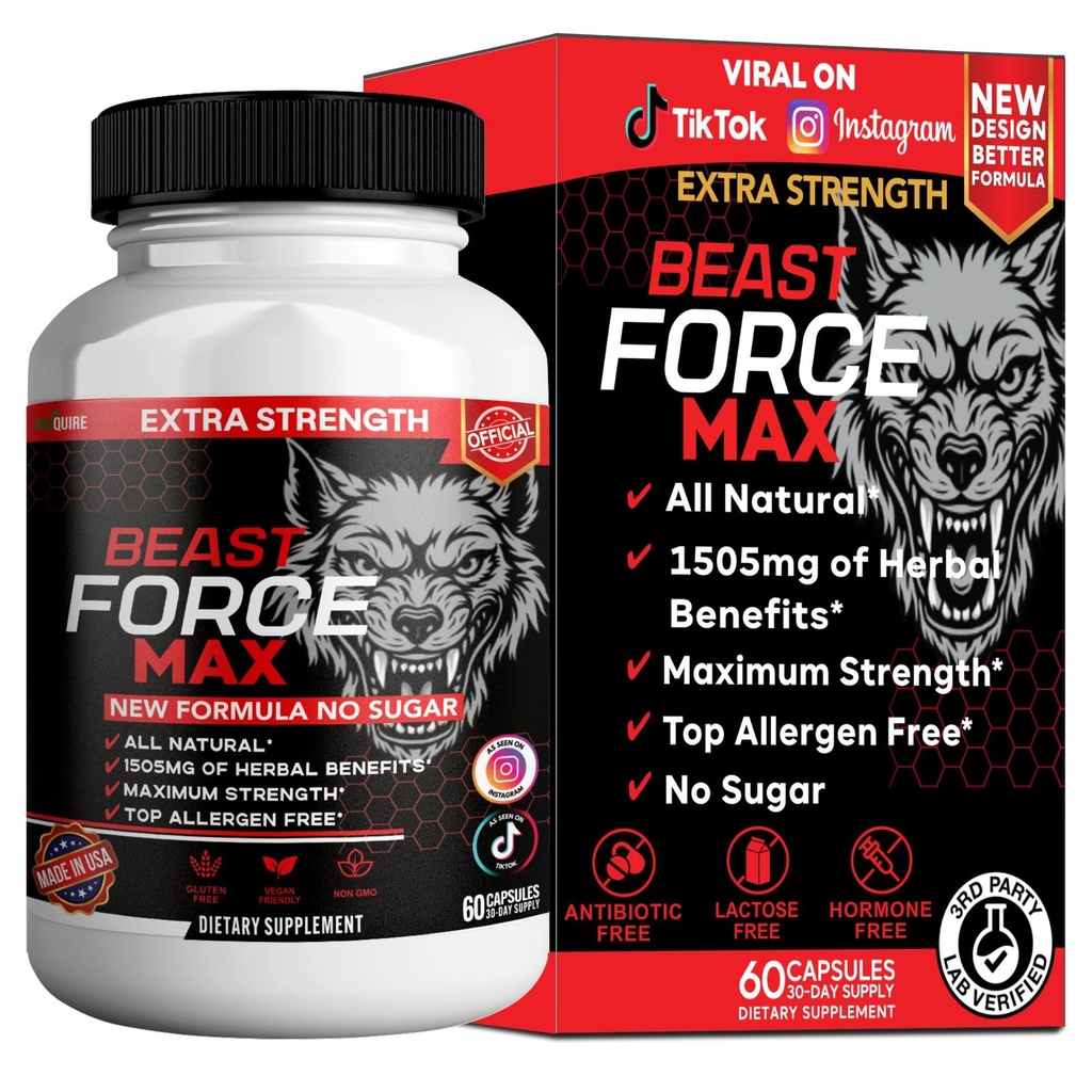 Beast Force Max Extra Strength Maca Root Complex, 60 Capsules, Sugar Free, All Natural (1)