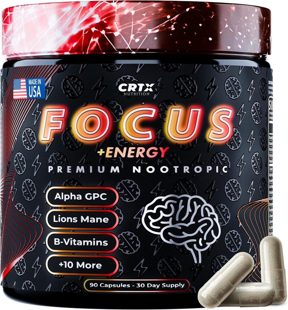 Suplemento Nootropic Strongest - Ingredientes respaldados clínicamente hechos en EE.UU. - Dosis respaldadas científicamente - Suplemento para la Fog cerebral - AlphaGPC, Lions Mane, Rhodiola y Más 10:1 90 cápsulas