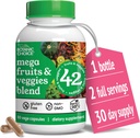 Botanic Choice Mega Fruits and Veggies Blend - 42 Fruit & Vegetable Superfood Capsules - Elderberry, Chlorella, Kale - Suplementos - 60 cápsulas