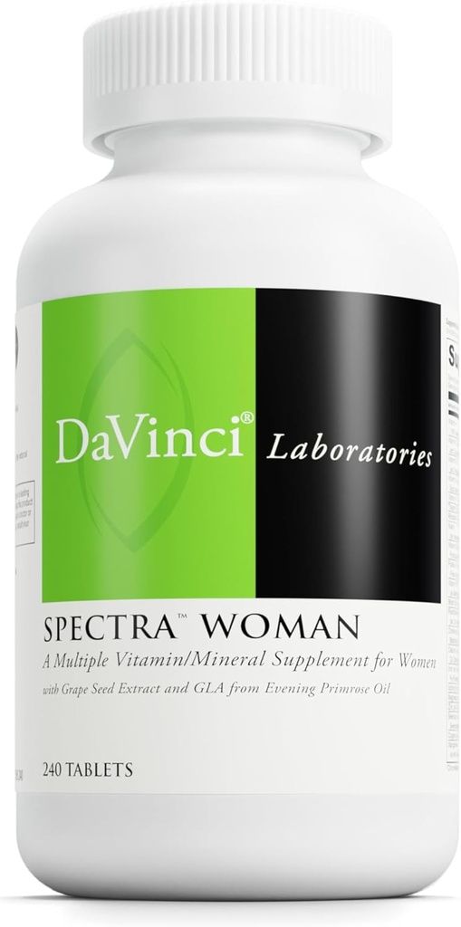 DaVinci Labs Spectra Mujer - Suplemento dietético para apoyar la salud de los huesos y las necesidades de las mujeres - con vitaminas, minerales, calcio, beta caroteno, L-Cysteine, Grape Seed Extract, y más - 240 Tablets