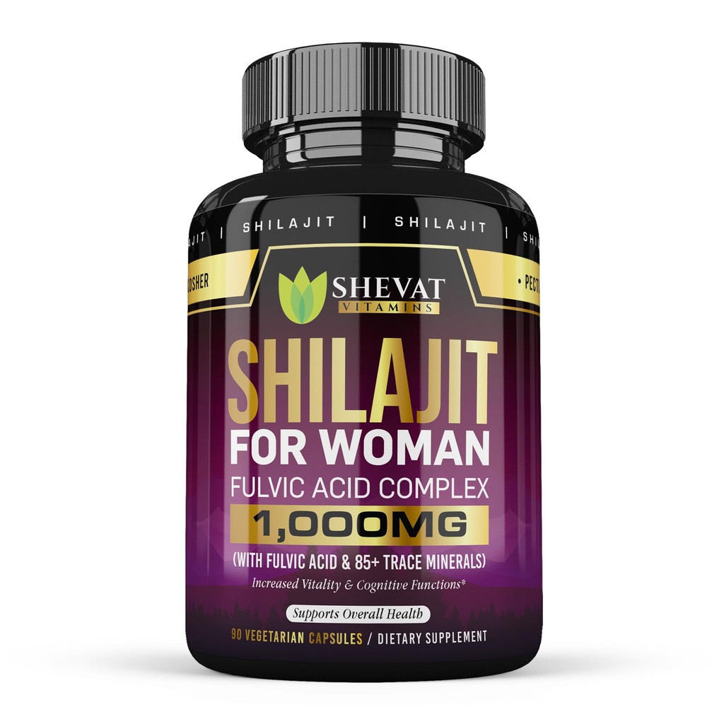 Shilajit Capsules 1000 mg - Pure shilajit for Women with fulvic Acid Organic for Energy & Immune Support, Mineral Supplements for Women - Non GMO| 90 Vegan Capsules| Made in USA