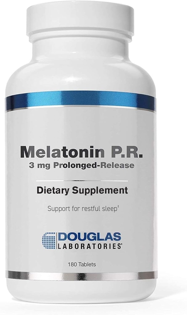 Douglas Laboratories Melatonin Prolonged Release - 3 mg Melatonin - Suplemento de apoyo al sueño - para equilibrio hormonal, relajación, antioxidantes & sistema inmunitario* - 180 tabletas