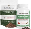 Setas reales Turquía Tail Powder for Humans (45 Servings) " Turquía Tail for Pets (90ct) - Powder " Capsules Bundle for Immune Support - Vegan, Non-GMO, Grain-Free, Gluten-Free
