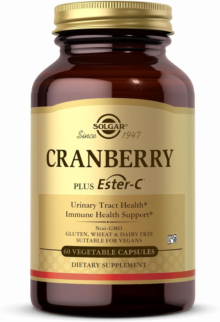 Solgar Cranberry Plus Ester-C - 60 cápsulas vegetales - Apoya el Tracto urinario & Immune Health - Non-GMO, Vegan, Gluten Free - 30 Servings