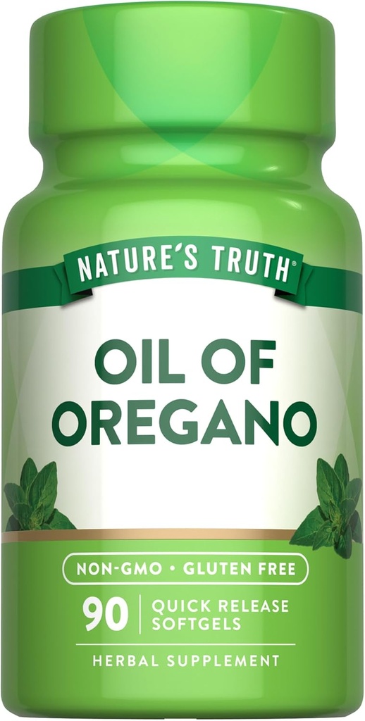 Verdad de la Naturaleza Oregano Óleo Softgels TENIDO 4000mg ANTE 90 Píldoras Silencio Contiene Carvacrol ANTE No-GMO & Gluten Suplemento Gratis