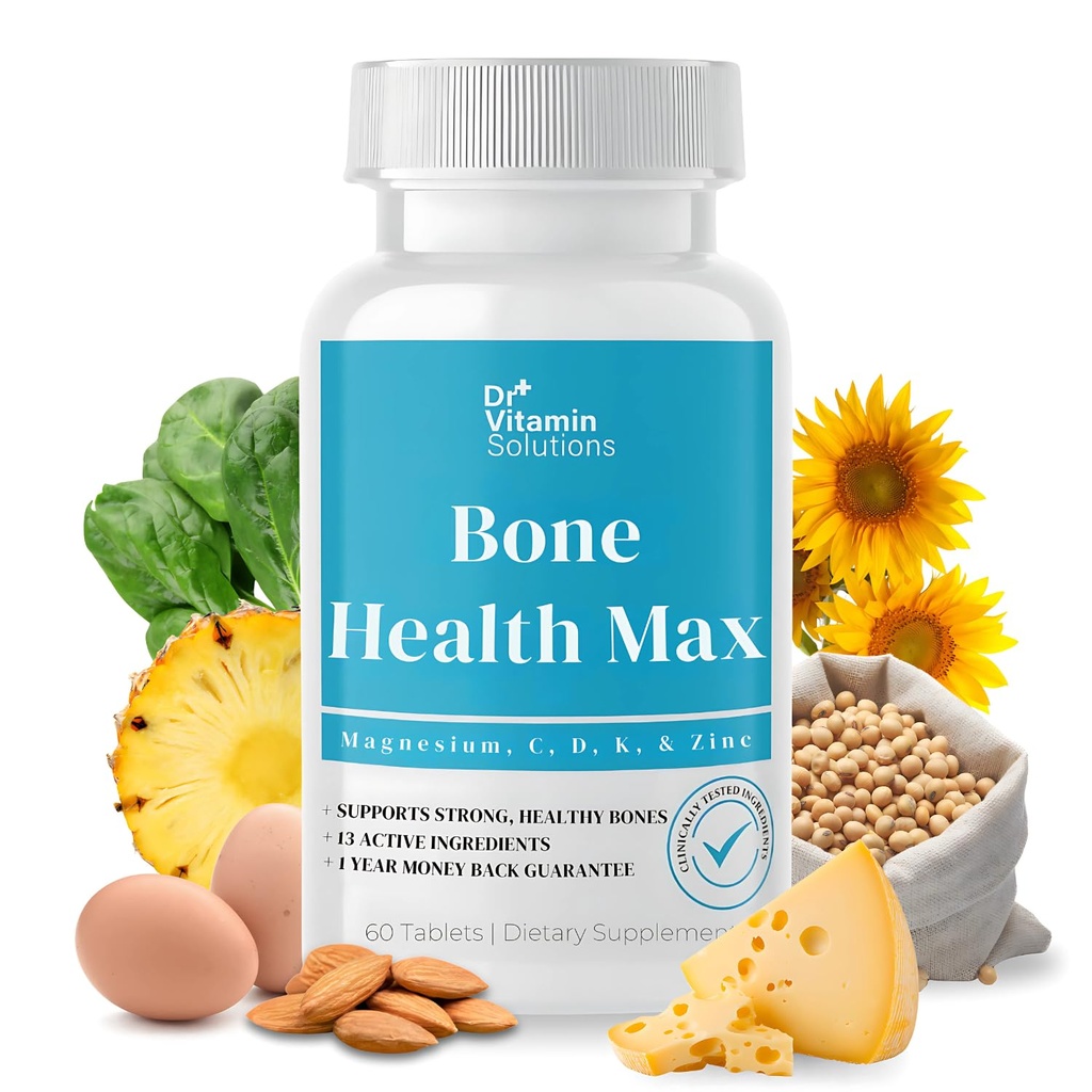 Bone Health Max - Advanced Calcium & Magnesium Supplement with Vitamin D3, Bromelain & Ipriflavone - 60 Tablets for Stronger Bones & Joint Support