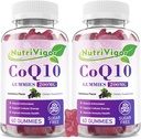CoQ10 Gummies, Coenzyme Q10 Suplemento 200mg, Alta Absorción CoQ10 Suplemento para Energía Celular y Salud Inmune, Vegan, Gluten Free, Elderberry Flavor, 120 Conde