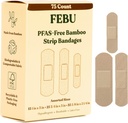 FEBU Eco-Friendly Bandas de tela de bambú ← PFAS Bandas de tela flexible gratuitas Bandage for Scrapes, Cuts " First Aid TEN Fully Compostable, Latex Free Bandage TEN 75 Count Strip