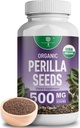Extracto de semilla de perilla orgánica con 9% ácido romarinico - USDA certificado - Alivio de alergia, respiratorio e inmunidad Booster- Th2 Cytokines, Naturalmente Occurriendo Luteolina - 500mg 90 cápsulas