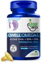 Vitaminas Prenatales Veganas con DHA (60 Conde) Omega-3 - Qwell Better Than Fish Oil, Brain Function - 820 Mg Algae DHA & EPA, Vegan Prenatal Vitamina E, Carrageenan-Free
