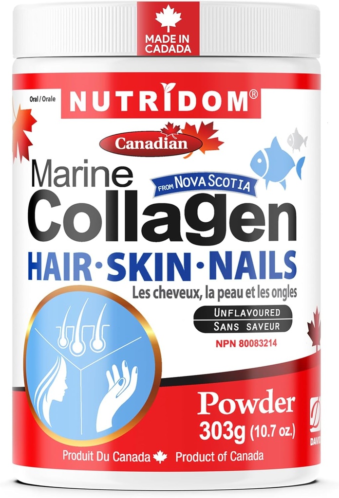 Peptides de Collagen Marino Hidrolyzed Powder, Wild-Caught de Nova-Scotia, soporta cabello, pieles & uñas, no GMO, libre de gluten, soy & lácteos (303 g)