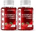 Complejo de vitamina B con vitamina C & Inositol - Sabor de Fresa Natural - 60 Gummies (2 Botellas)