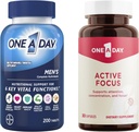 One A Day Bundle - Un día Multivitamínico para Hombres 200 Tablas Cuenta y un día Suplemento de Focus Activo, 30 cápsulas