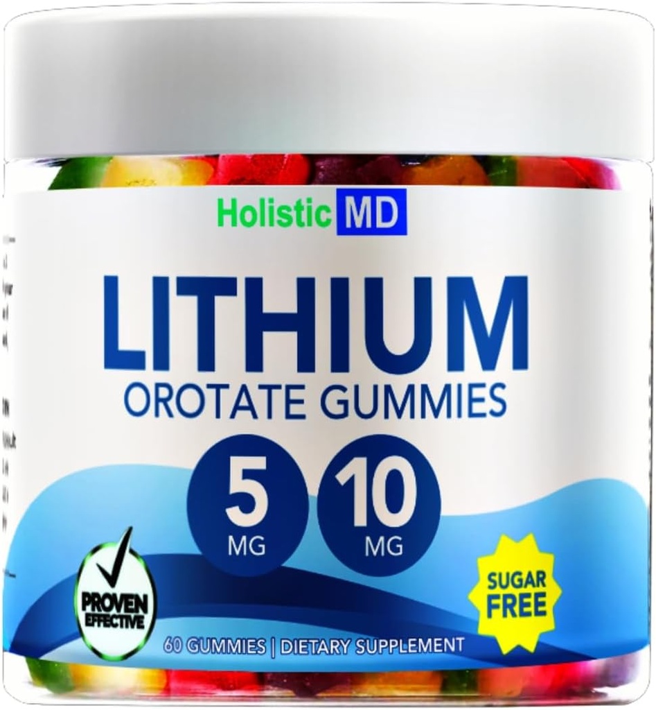 Lithium Orotate 5mg 10mg Silencio para Hombre Mujeres Niños Silencio Lithium Orotate clínicamente estudiado Chelated High Biovalable  3 Sabores Azúcar Gummies Vegan libres 60 ct