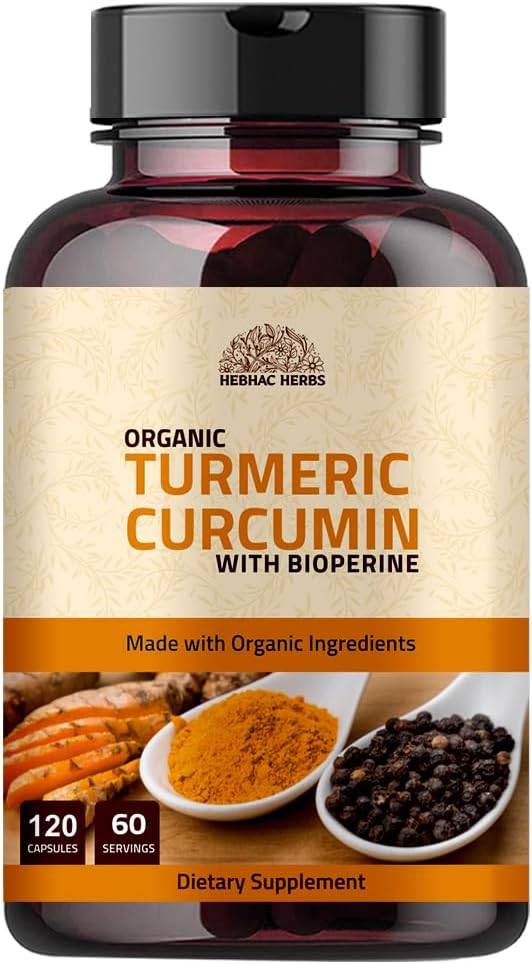 Curcumina Turmérica con cápsulas de cobre negro - 1000mg (120 cápsulas) Curcumina Turmérica Orgánica con Extracto de Pepper Negro BioPerine