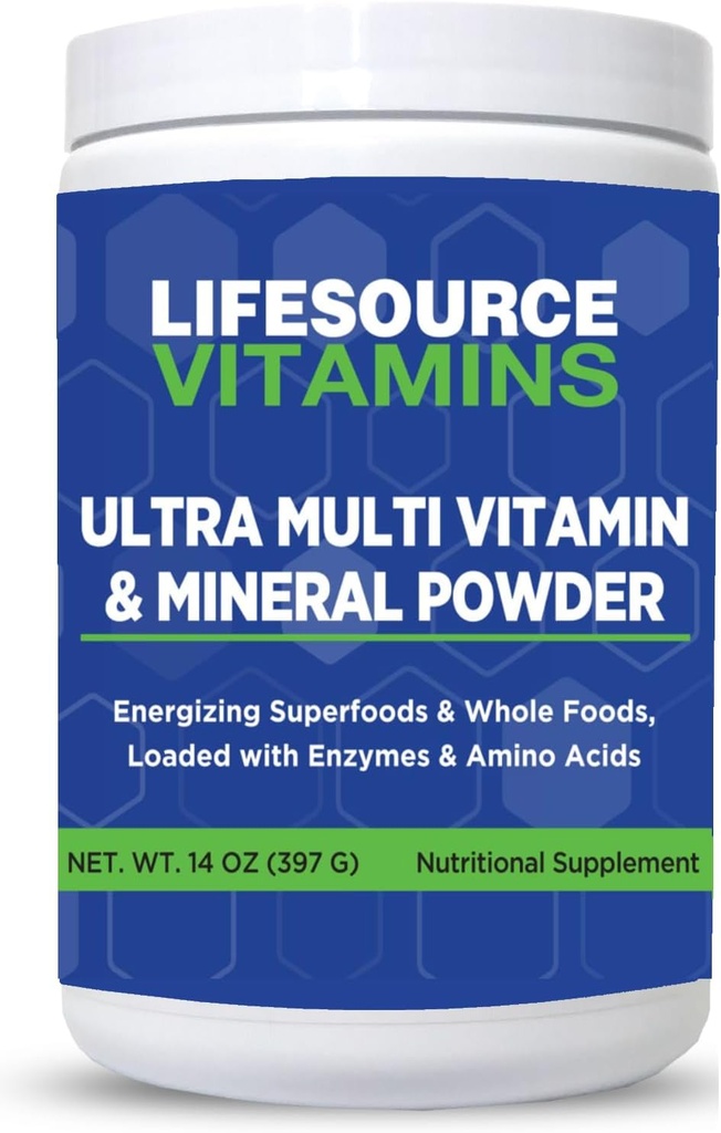 LifeSource Vitamins Ultra Multi Vitamina & Mineral Powder - Whole Food Based - 30 Day Supply