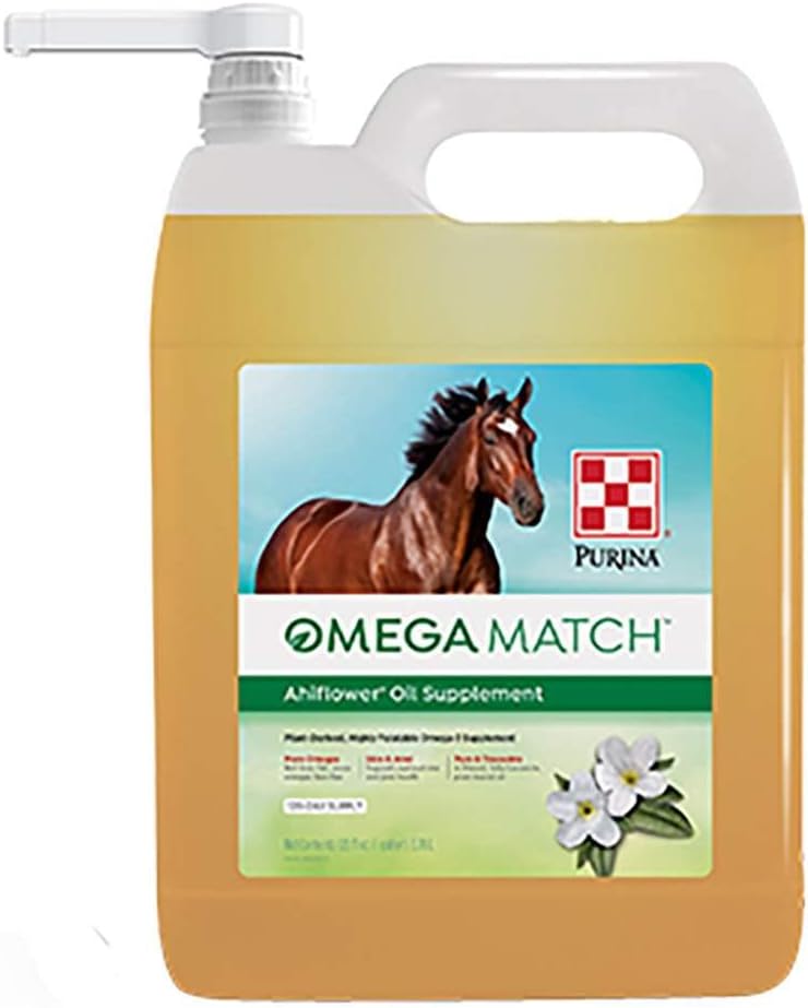 Purina ¦ Omega Match Ahiflower Oil Horse Suplemento Silencio 1 Gallon (1 GAL) Botella