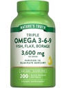 La verdad de la naturaleza Triple Omega 3 6 9 Silencio 3600mg Silenciosos 200 Softgels  durable Fish, Flax, y Borage Oils ← Non-GMO & Gluten Free Supplement