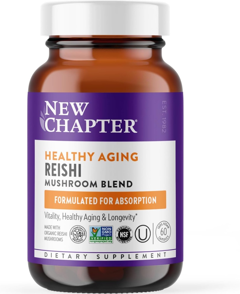 Nuevo Capítulo Reishi - LifeShield Reishi for Healthy Aging + Organic Reishi Mushroom + Vegan + Non-GMO, Nootropic Ingredients - 60 ct