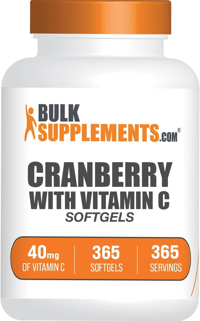 [BRSROFQPAQCGEFDA] BulkSupplements.com Arándano con Vitamina C Softgels - Suplemento de antioxidantes, 40 mg de vitamina C - Gluten Gratis, 1 Softgel por Serving, 365 Cuenta (Pack of 1)