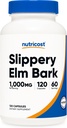 Nutricost Slippery Elm Bark Capsules 1000mg Por Serving, 120 Capsules - Non-GMO, Gluten Free, Vegetarian Friendly