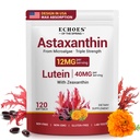 Astaxanthin 12mg & Lutein 40mg with Zeaxanthin Supplements, Fresh Microalgae Source, Supports Eye, Skin, Antioxidant, Joint, Circulatory Health, Gluten Free, 4 Month Supply | 120 Softgels