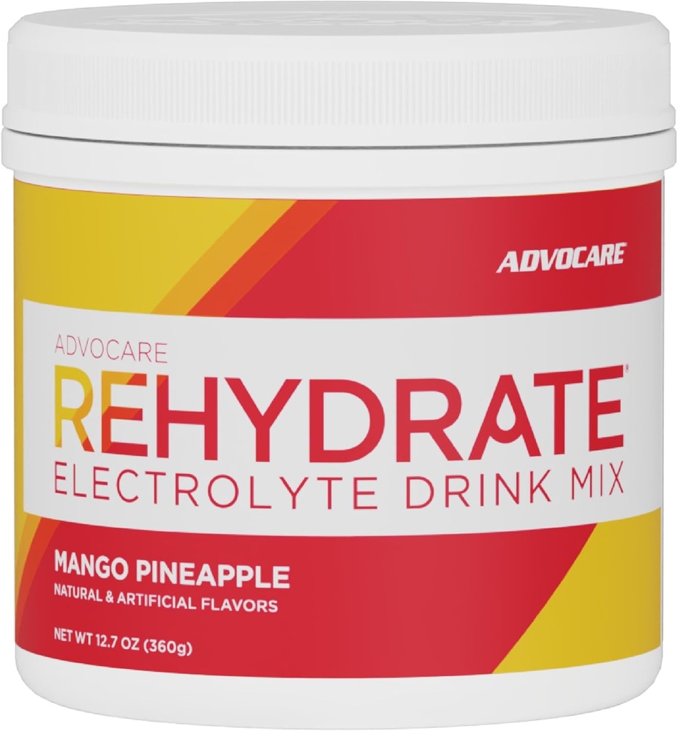 AdvoCare Rehydrate Electrolyte Drink Mix - Hydration " Recovery Drink with Sodium, Potassium " More - Mango Pineapple, 12.7 oz