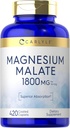 Carlyle Magnesium Malate ← 1800mg ← 420 Coated Caplets Silencio Vegetariano, No GMO, Gluten Free Supplement